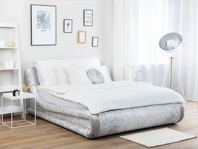 Zamatová posteľ s úložným priestorom 160 x 200 cm strieborná AVIGNON Beliani