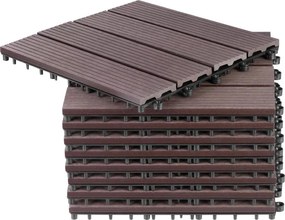 Sada 9 plastových terasových dosiek s WPC efektom dreva 31x31 cm,