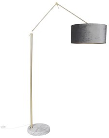 Moderná stojaca lampa zlaté zamatové tienidlo šedá 50 cm - Redaktor