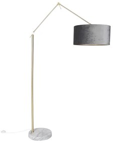 Moderná stojaca lampa zlatý zamatový tienidlo sivý 50 cm - Editor