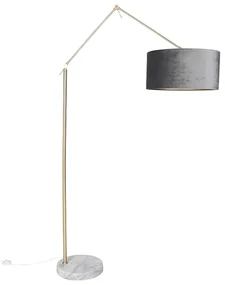 Moderná stojaca lampa zlatý zamatový tienidlo sivý 50 cm - Editor
