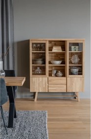 Vitrína z dubového dreva v prírodnej farbe 130x150 cm Brooklyn - Rowico