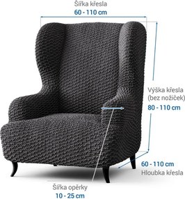 Bielastické poťahy MOSAICO tmavosivé kreslo ušiak (š. 60 - 110 cm)