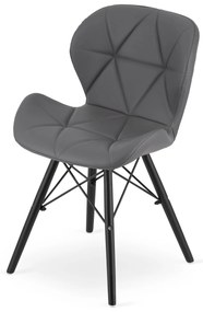 Sivá stolička LAGO z eko kože s čiernymi nohami