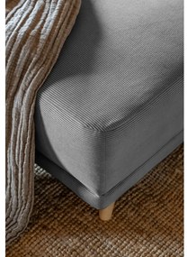 Sivá menčestrová rozkladacia rohová pohovka (ľavý roh/do "U") Lazy Lukka – Miuform