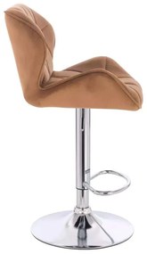 LuxuryForm DESIGN Barová stolička MILANO VELUR na striebornom tanieri - hnedá
