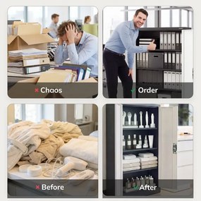 Kovová kancelárska skriňa na dokumenty antracitovo-biela KEVIN 900 x 1400 x 400 mm