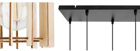 Závesné svietidlo Timber 7, 6x drevené tienidlo