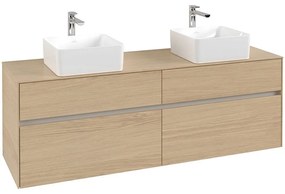 VILLEROY &amp; BOCH Collaro závesná skrinka pod dve umývadlá na dosku, 4 zásuvky, 1600 x 500 x 548 mm, Nordic Oak, C05200VJ