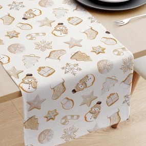 Goldea vianočný behúň na stôl loneta - perníčky 50x140 cm