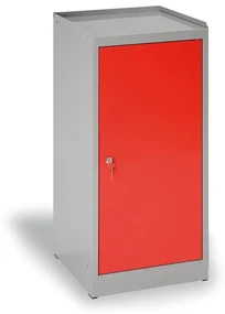 Alfa 3 Dielenská policová skrinka na náradie, 3 police, 1 zásuvka, 450 x 450 x 1020 mm, červené dvere