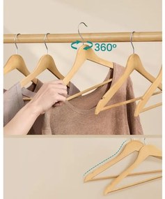 Sada 30 ks dřevěných ramínek Goty hnědá