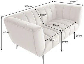 Pohovka NOBLESSE 165 cm zamat svetlá zlatobéžová
