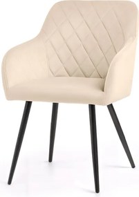 Sada šiestich jedálenských stoličiek VELTO zamatové, béžové / čierne nohy (6 ks)