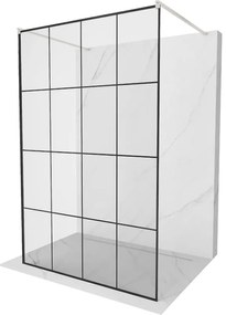 Mexen Kioto, sprchová zástena Walk-In 140 x 200 cm, 8mm sklo čierny vzor, brúsená oceľ profil, 800-140-002-97-77