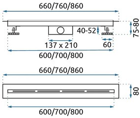 Rea Filo, odtokový žľab 70cm, oceľová, KPL-G6801