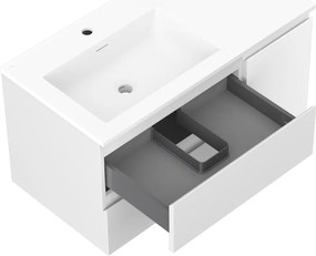 Mexen Orio, kúpeľňová skrinka 90 cm s umývadlom Otis vľavo, 2S, 1D, biela matná, 91A13-09047-3-BBFFF01-W18L01