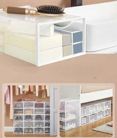 Sada 18 ks plastových boxů na boty Tarny průhledná/bílá