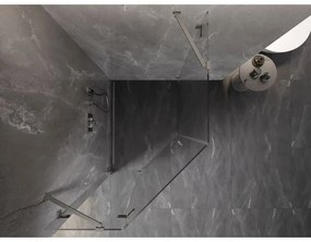 Mexen Lunar, päťuholníkový sprchový kút naklápací doľava 80 x 90 cm, 8mm číre sklo, oceľový profil, 831-080L-090P-97-00-L
