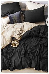 Čierno-krémové bavlnené obliečky na dvojlôžko/predĺžené s plachtou 200x220 cm - Mila Home