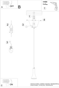 Sollux SL.1223 - Luster na lanku REA 1xE14/12W/230V betón