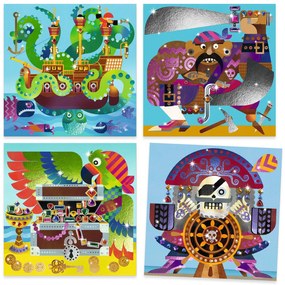 Kreatívna hra s metalickou fóliou a kamienkami - Piráti