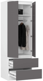 Šatníková skriňa STAR 60 cm bielo-grafitová