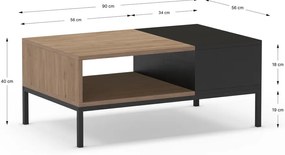 Konferenčný stolík v čierno-prírodnej farbe 56x90 cm Cailin – Marckeric