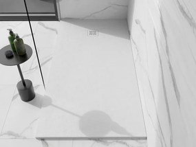 Mexen Stone+, obdĺžniková vanička z minerálneho kompozitu 200 x 80 cm, biela, biela krytka, 44108020-W