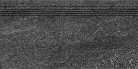 Schodovka Rako Quarzit čierna 30x60 cm reliéfna DCVSR739.1