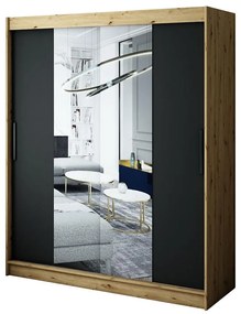 Skriňa Halifax T1 180 Dub Artisan/čierna/Zrkadlo