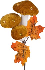 Oranžová dekoračná vetvička s hubami - 8*4*55 cm
