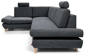 Rozkladacia rohová čalúnená sedacia súprava s úložným priestorom do L AVESTA ľavá antracit