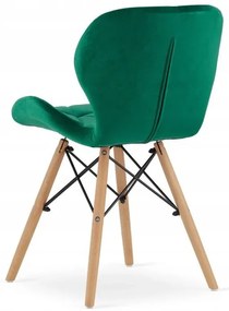 Jedálenská zostava TODI 80cm okrúhly stolový set biely + 4 stoličky LAGO zelené