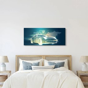 Obraz auta z geometrických tvarov (120x50 cm)