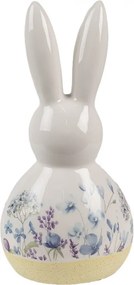 Keramická dekorácia zajačik s kvetmi - 12*10*23 cm