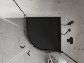 Mexen Flow+ štvrťkruhová sprchová vanička 100 x 100 cm, čierna matná, 46Q701010H