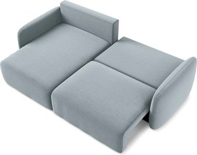 Modrá zamatová rozkladacia/s úložným priestorom rohová pohovka (ľavý roh/s leňoškou) Kalena – Makamii