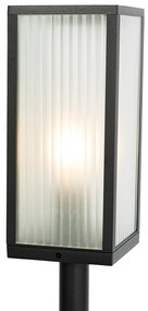 Vonkajšia stojaca lampa čierna s rebrovaným sklom 100 cm IP44 - Charlois Ribbed