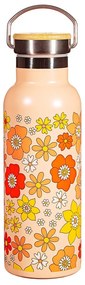 Oranžová antikoro detská fľaša 500 ml 70s Floral - Sass &amp; Belle