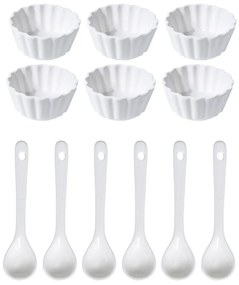 EH Súprava servírovacích misiek s lyžičkami Vlnovka okrúhla, 12 ks