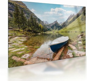 Sklenený obraz - Seealpsee, jazero Švajčiarska (70x50 cm)