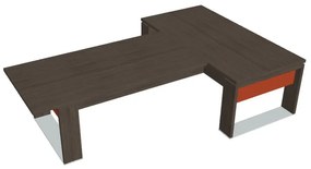 Stôl Verno+ S 200 x 300 cm s rokovacím prvkom, dub antracit / oranžová