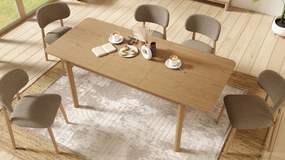 ALDO Hnedá Taupe (látka Monza 40) / lakovaný dubový rám – DREVENÁ BOUCLÉ STOLIČKA DO OBÝVAČKY, JEDÁLNE A KUCHYNE V RETRO ŠTÝLE