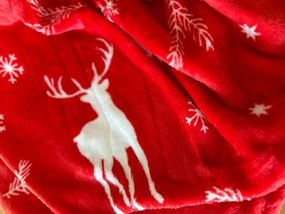 2x Červená vianočná mikroplyšová deka CHRISTMAS 160x200 cm