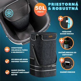 Nákupná taška na kolieskach do schodov COMFORT, 50l,  čierna Jurhan