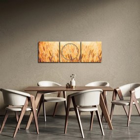 Obraz - pole s obilím (s hodinami) (90x30 cm)