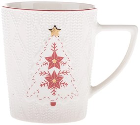 Biely porcelánový hrnček s vianočným motívom 380 ml Xmas Tree – Dakls