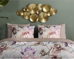 Sivé/hnedé obliečky na jednolôžko/predĺžené z bavlneného saténu 140x220 cm Colinda – Descanso