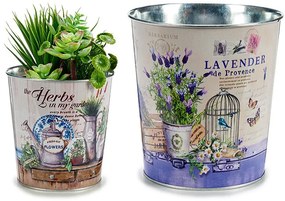 Kvetináč okrúhly, 2 varianty "LAVENDER a HERBS", Ø17,5x16,5cm